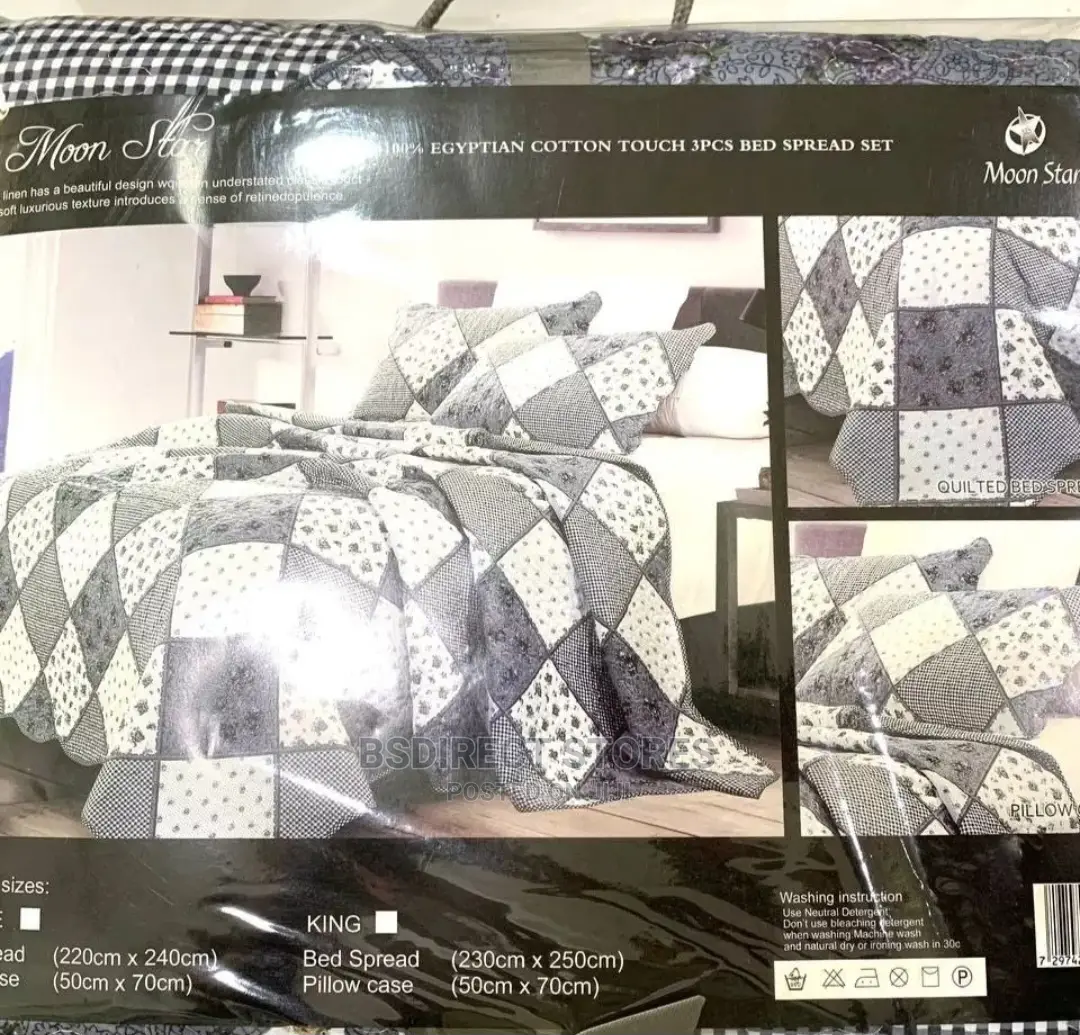 Cotellia Moonstar Black/White Embroidery Bedspread Superking