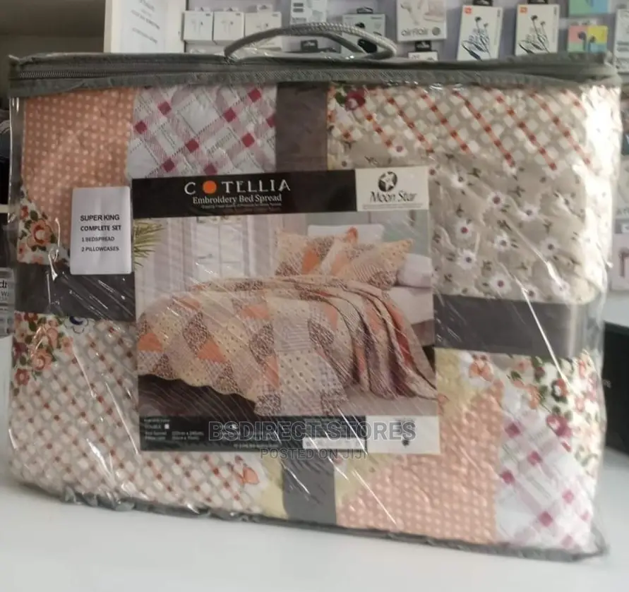 Cotelia Moonstar Peach Luxury Embroidery Bedspread Superking