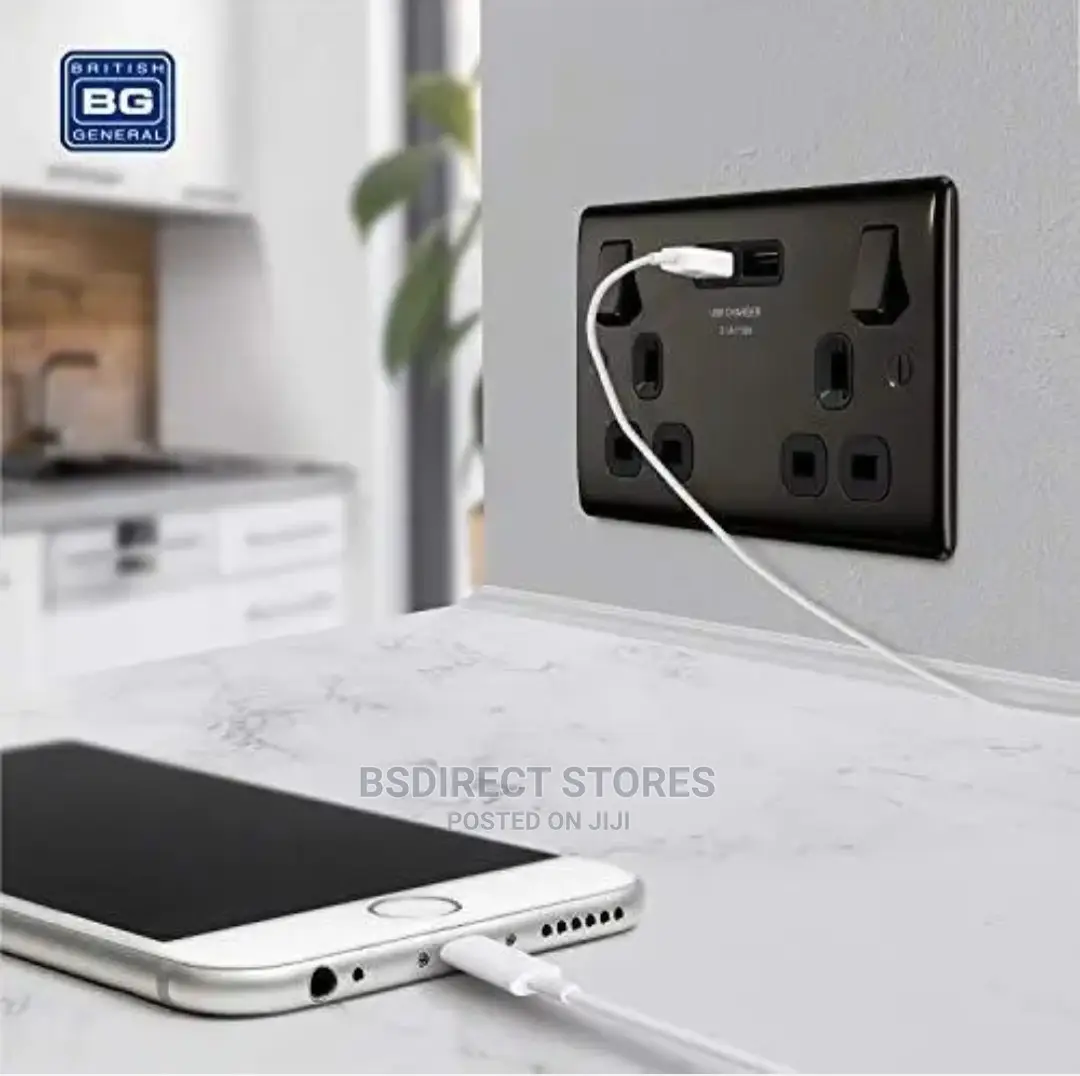 BG Metal Black Nickel 13A 2 Gang Switched Socket + USB 3.1A