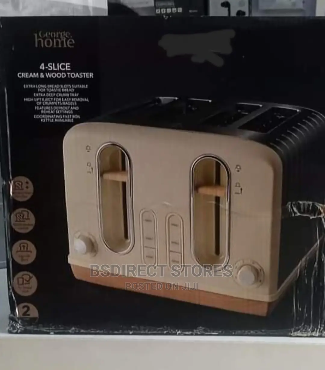 George Home CREAM Stainless Steel 4 Slice Deep Slots Toaster