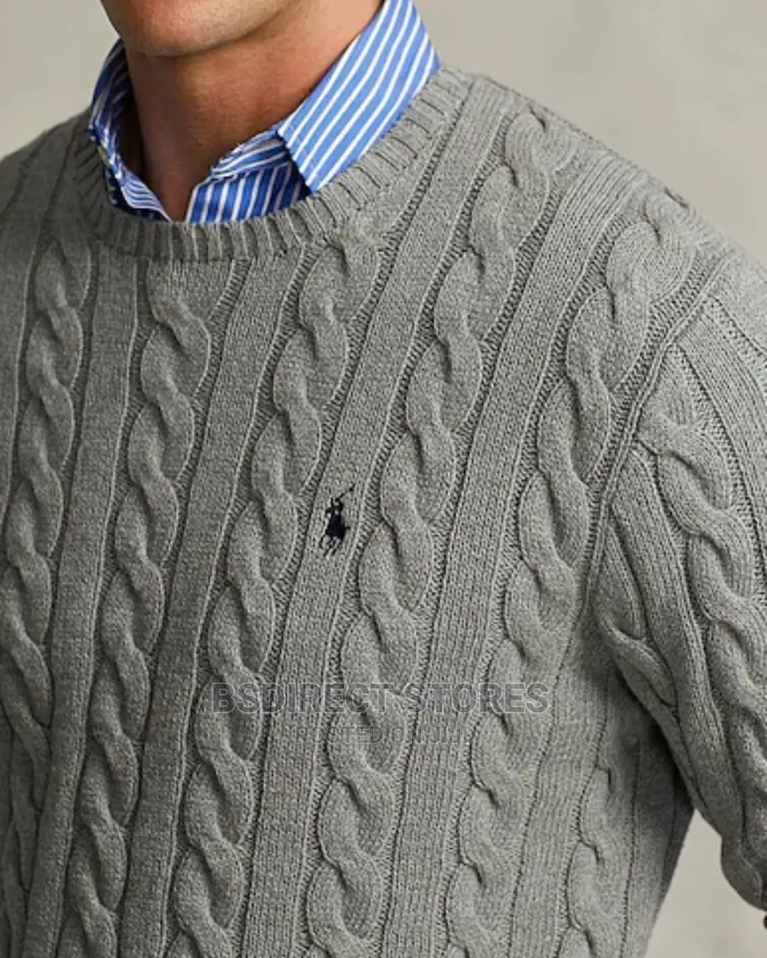 Polo Ralph Lauren Grey Men's Cable Knit Long Sleeve Sweater