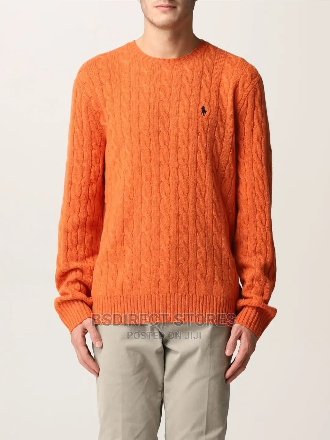 Polo Ralph Lauren Orange Mens Cable Knit Long Sleeve Sweater
