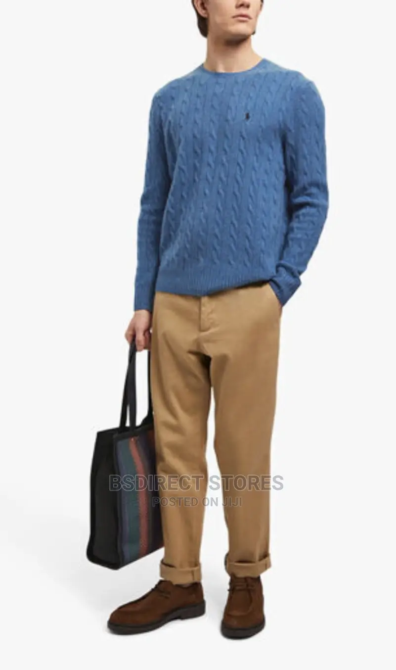 Polo Ralph Lauren BLUE Men's Cable Knit Long Sleeve Sweater