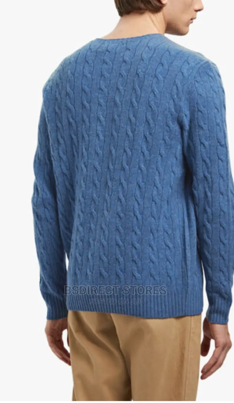 Polo Ralph Lauren BLUE Men's Cable Knit Long Sleeve Sweater