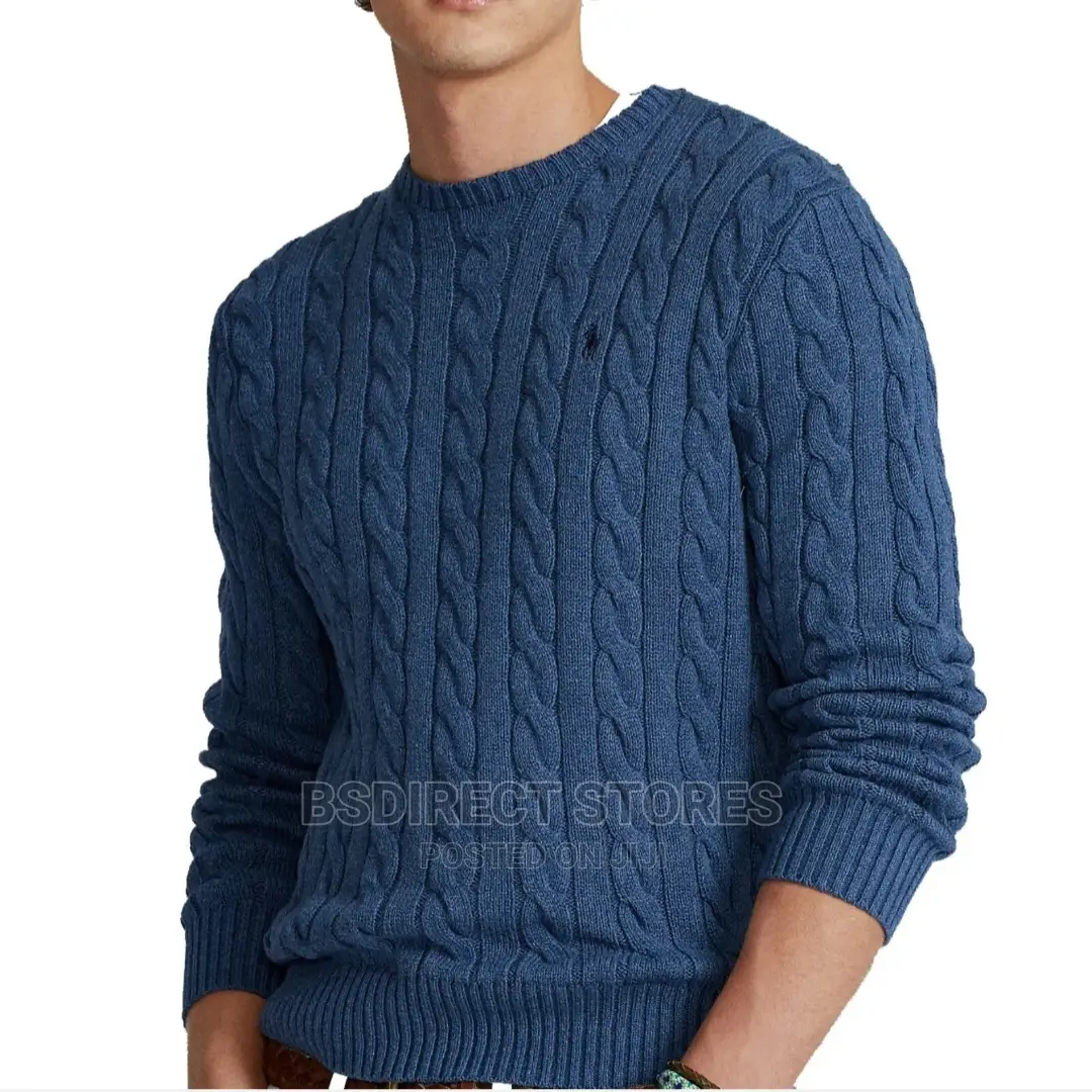 Polo Ralph Lauren BLUE Men's Cable Knit Long Sleeve Sweater