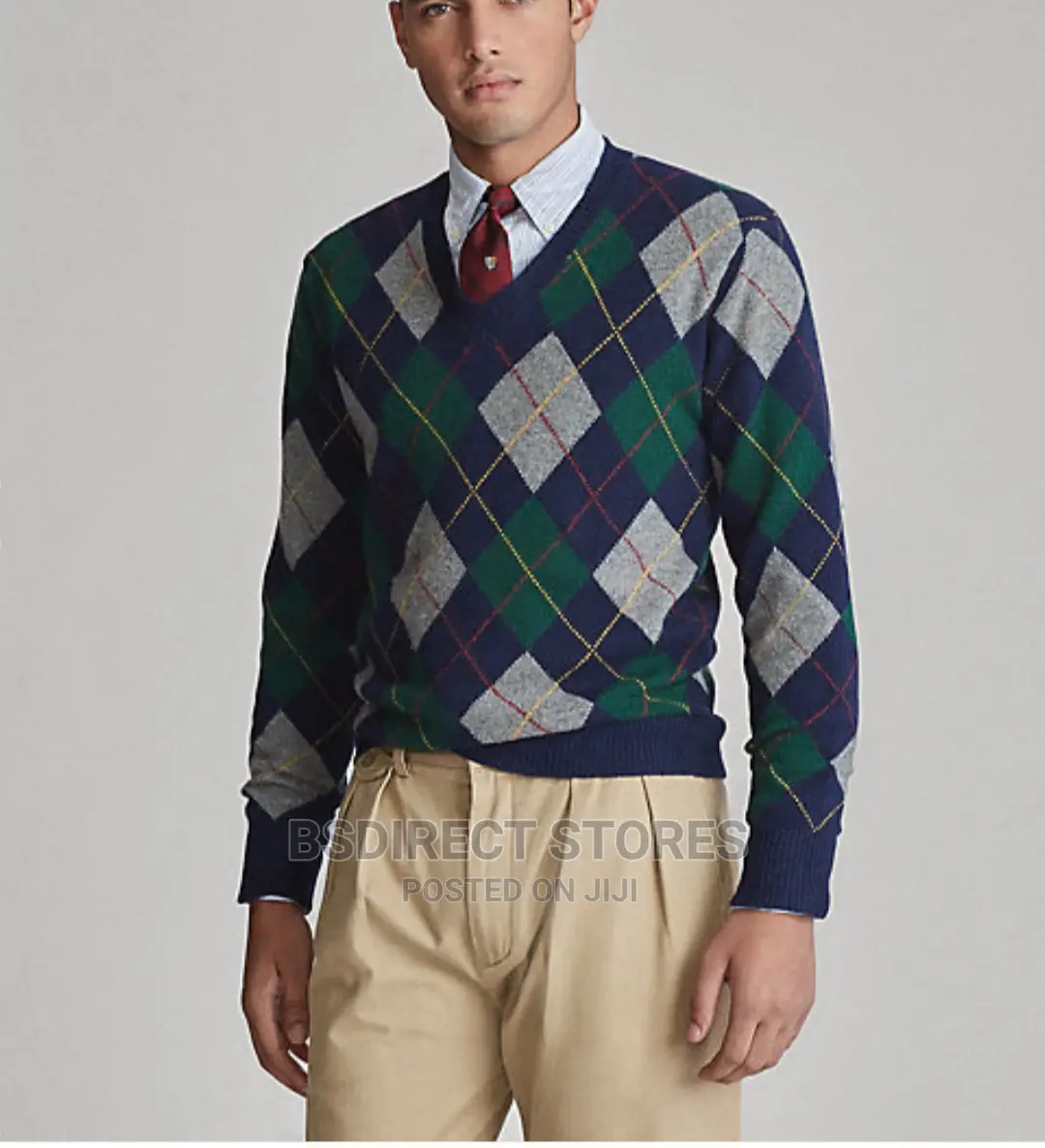 Polo Ralph Lauren Aviator Navy Argyle Wool- Cashmere Sweater