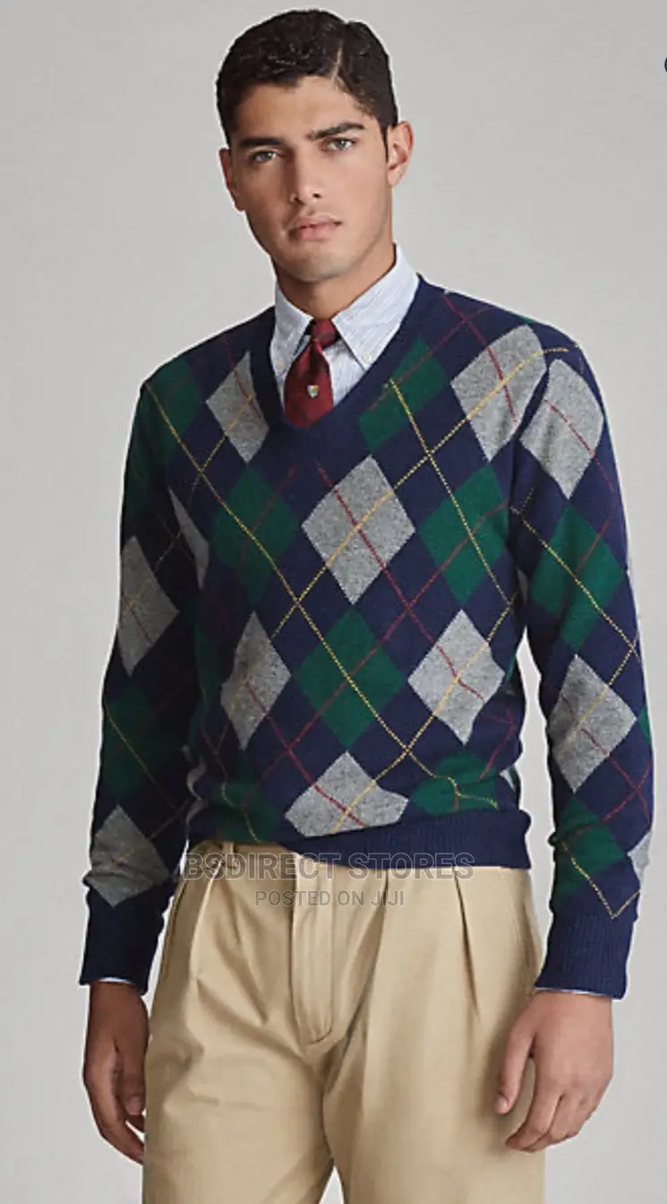 Polo Ralph Lauren Aviator Navy Argyle Wool- Cashmere Sweater