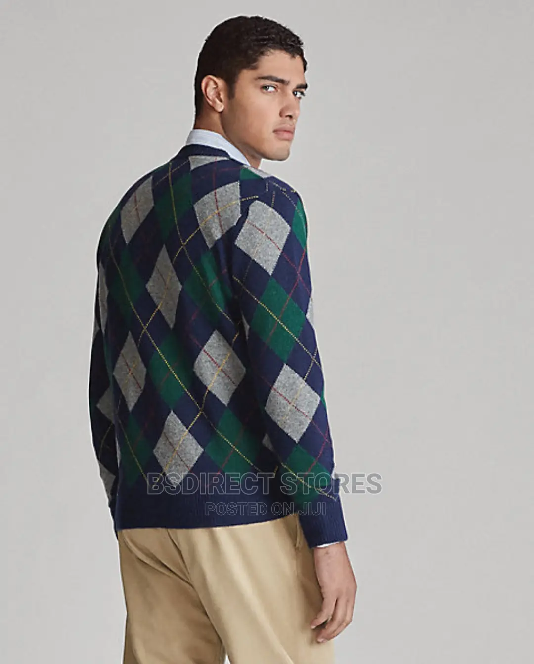 Polo Ralph Lauren Aviator Navy Argyle Wool- Cashmere Sweater