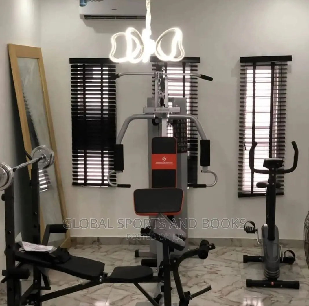 Set of Station Gym, Sit-Up Beach and 50kg, Recumbent Bike