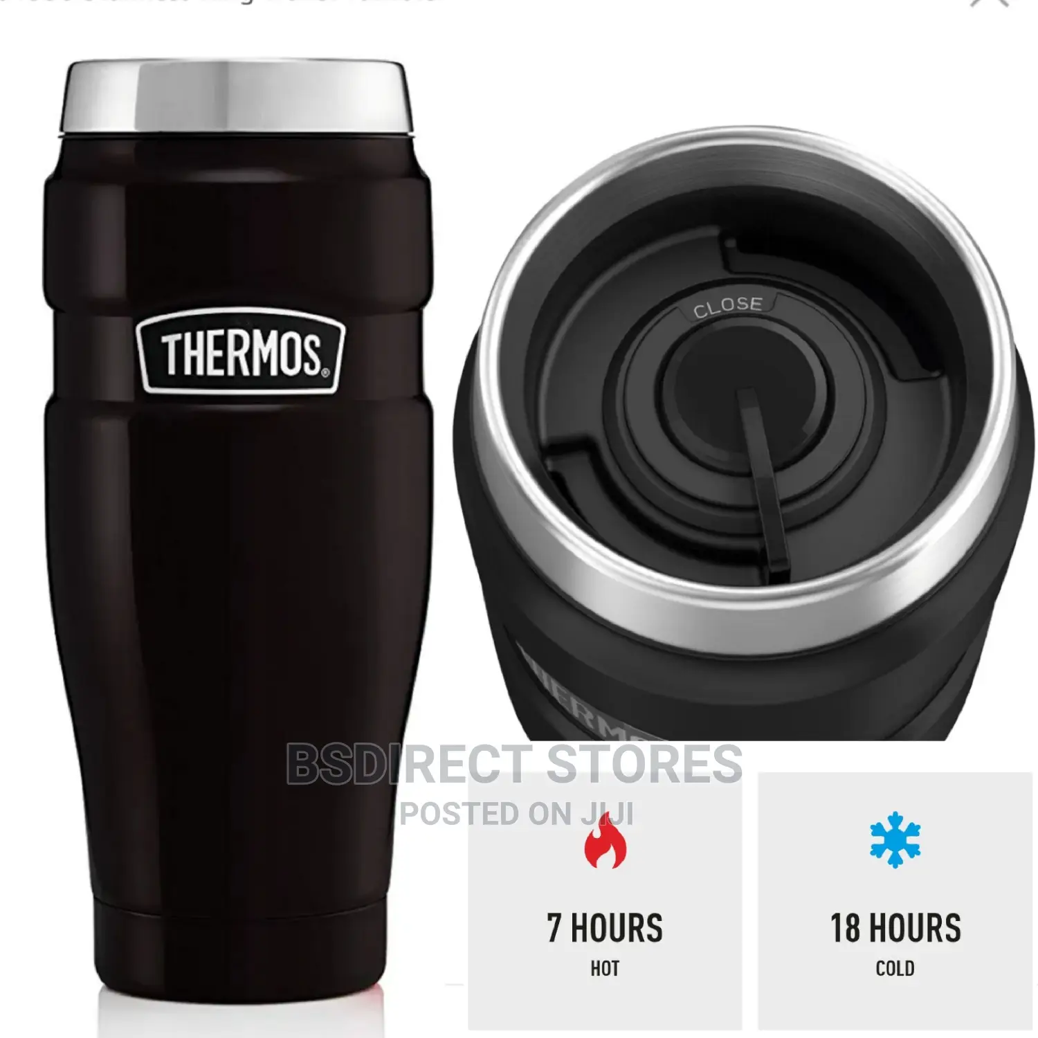 Thermos BLACK Stainless Steel Insulated King Travel Tumbler