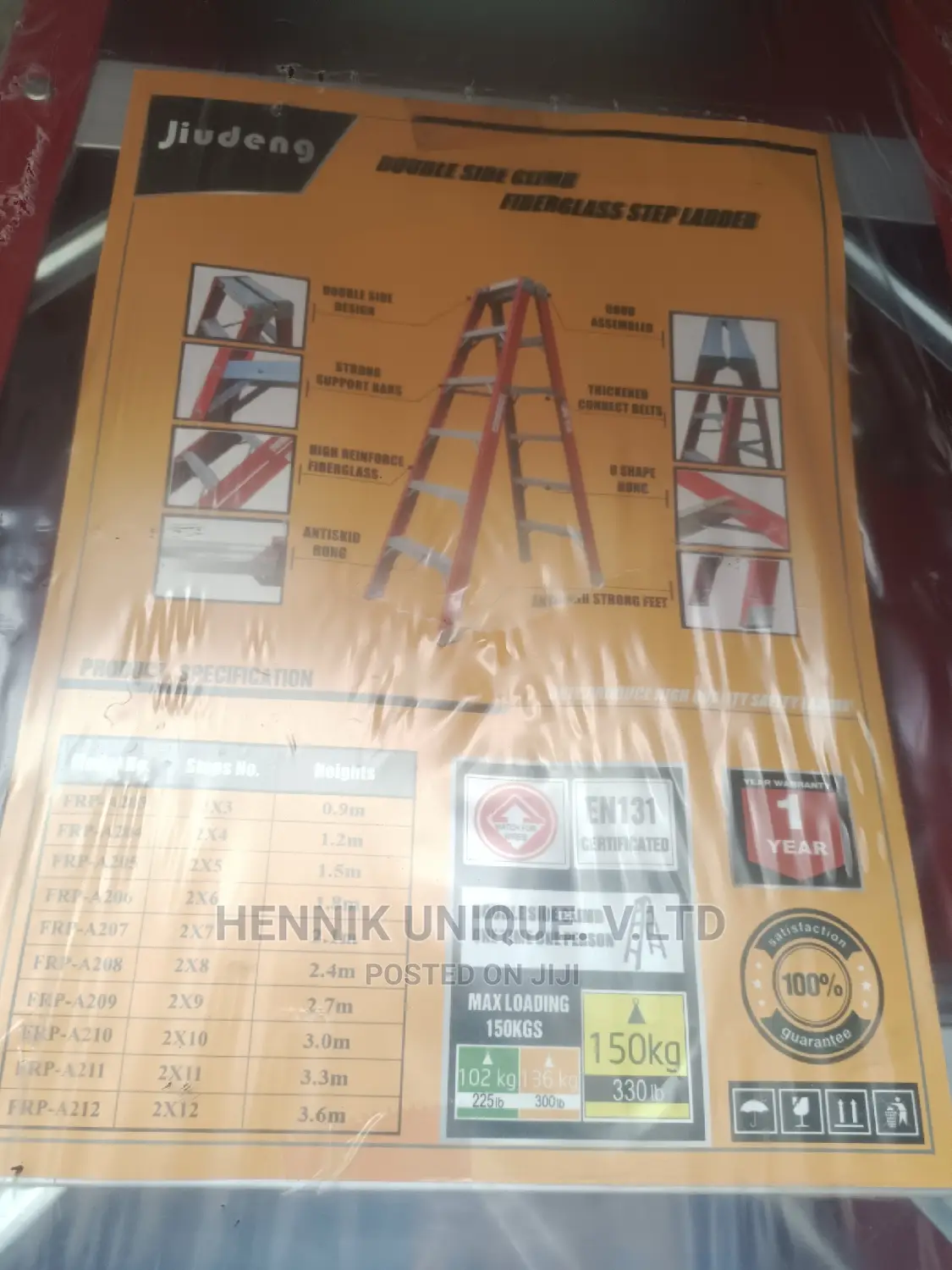 Double Side Fiberglass Step Ladder With Tool Tray 6 Step X2
