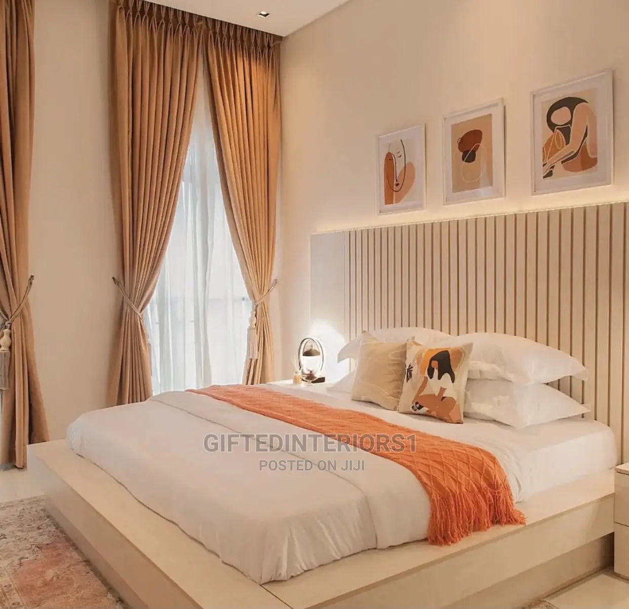 6 by 6 Bed Frame With Wall Cladding and Led Light