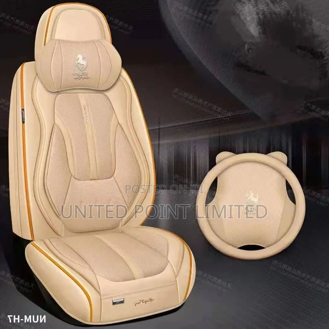 Car Leather Seat Cover Milk Orange Line