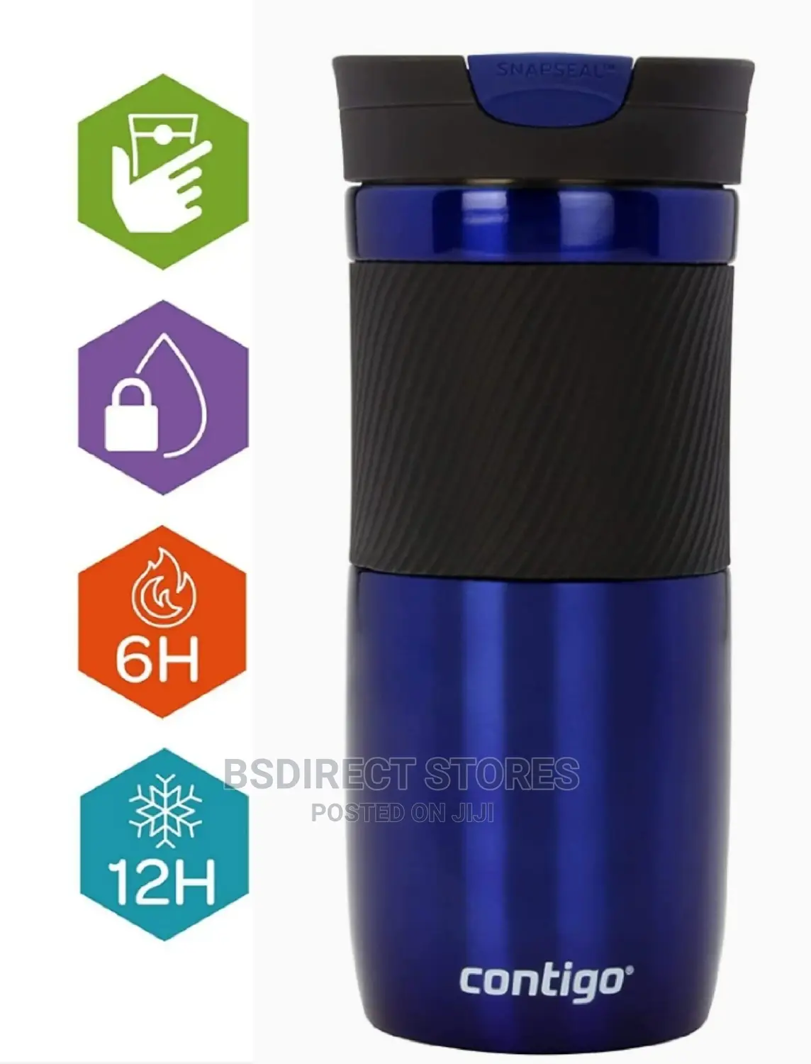Contigo BLUE Travel Mug Vacuum Insulated Flask, Hot or Cold