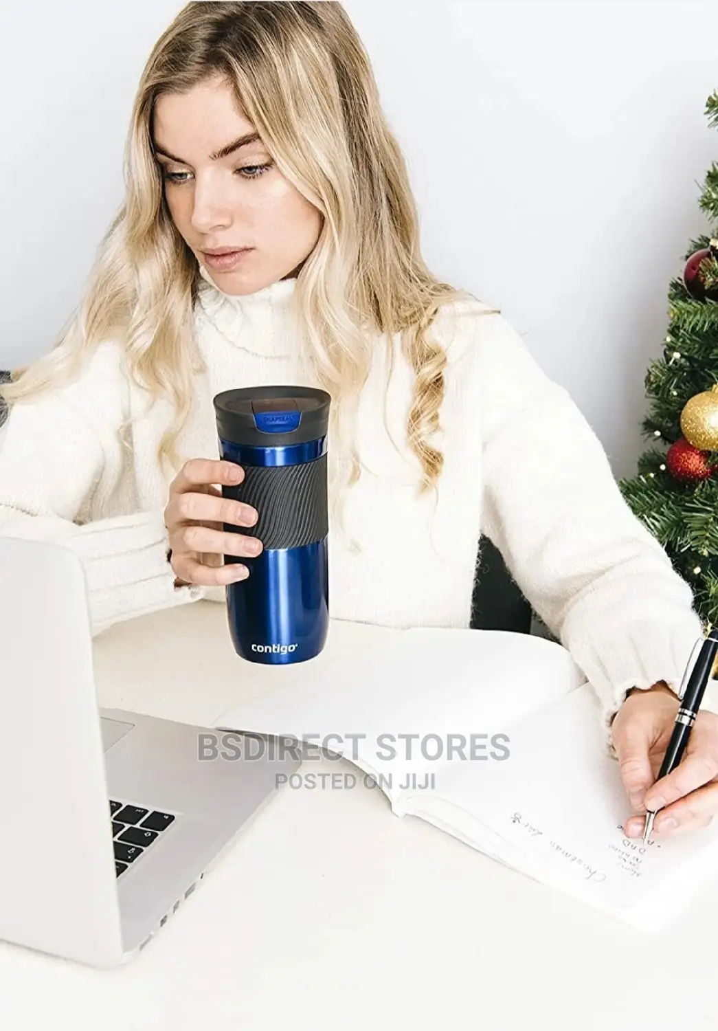 Contigo BLUE Travel Mug Vacuum Insulated Flask, Hot or Cold
