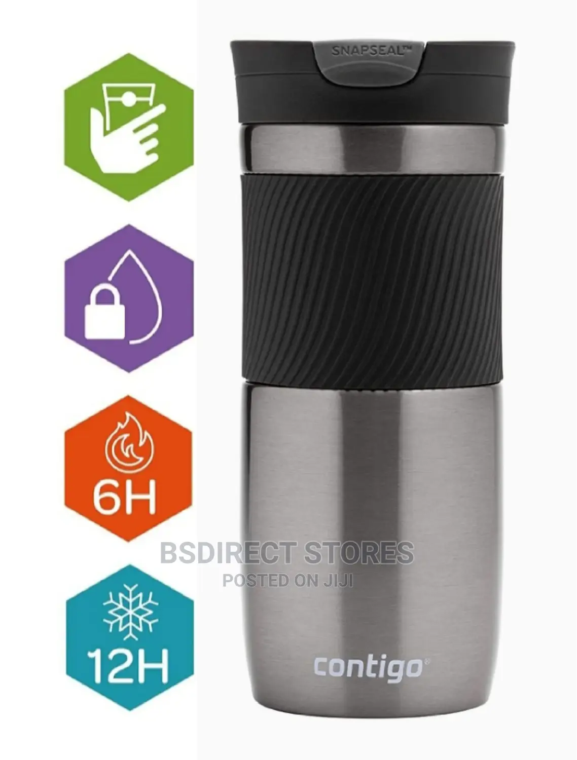 Contigo GUN METAL Snapseal Leakproof Travel Tumbler 450ml