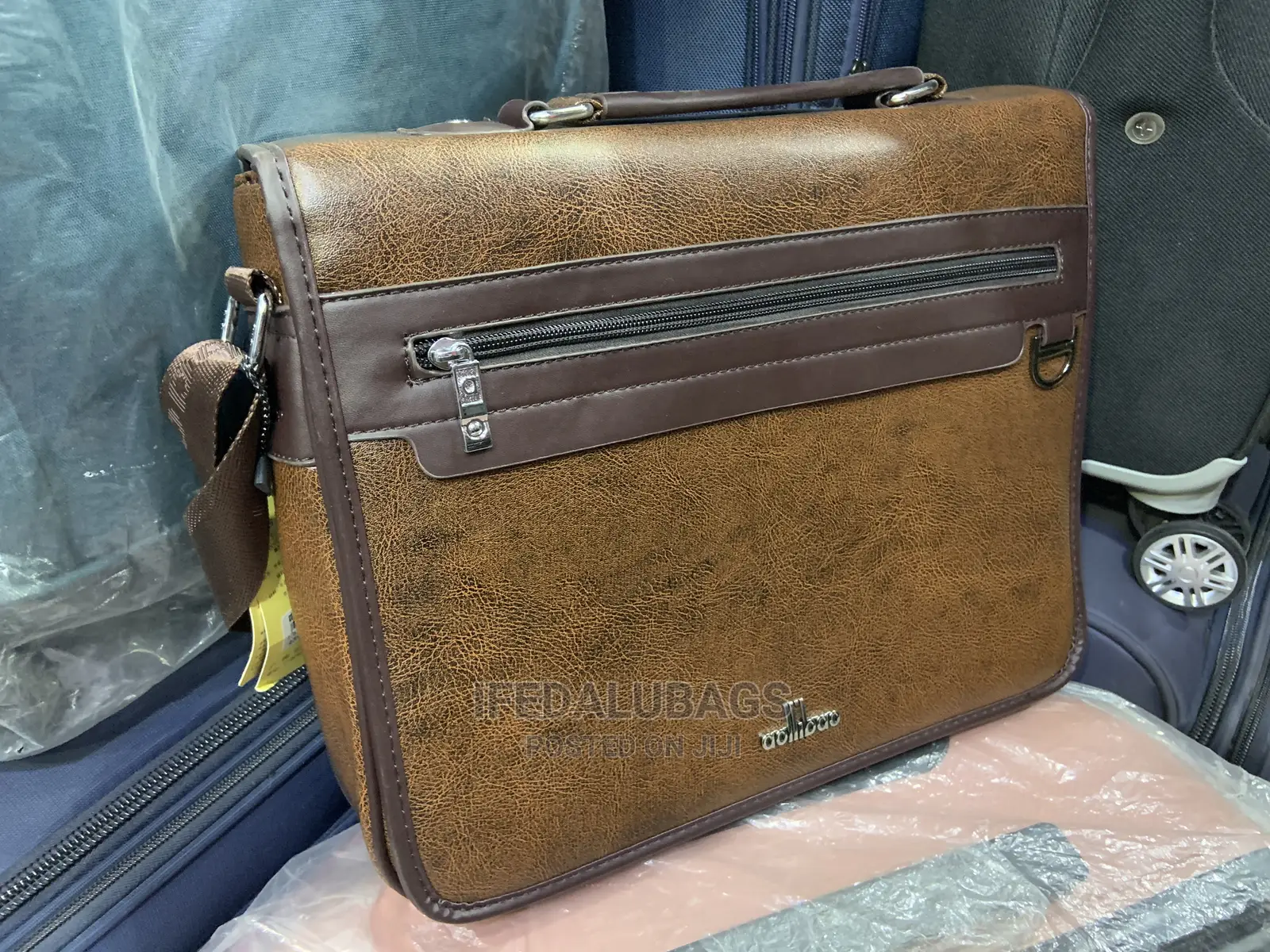 Medium Size Leather Side Bag With Longer Strap