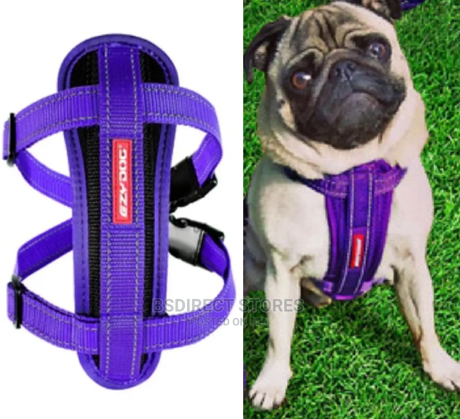 Ezydog PURPLE LARGE Chest Plate Harness + Car Seat Restraint