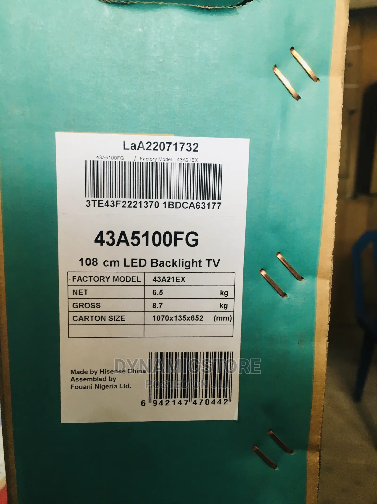 Hisense 43” LED TV No Smart (43A5100FG)