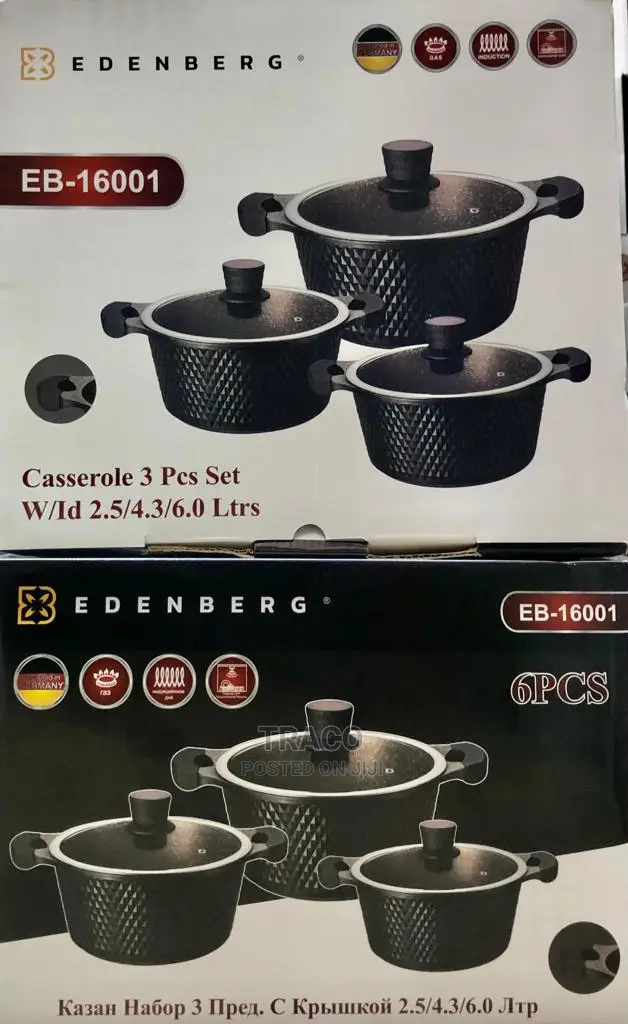 Edenberg Nonstick Cookware Set 6pcs Eb-16001 -Black