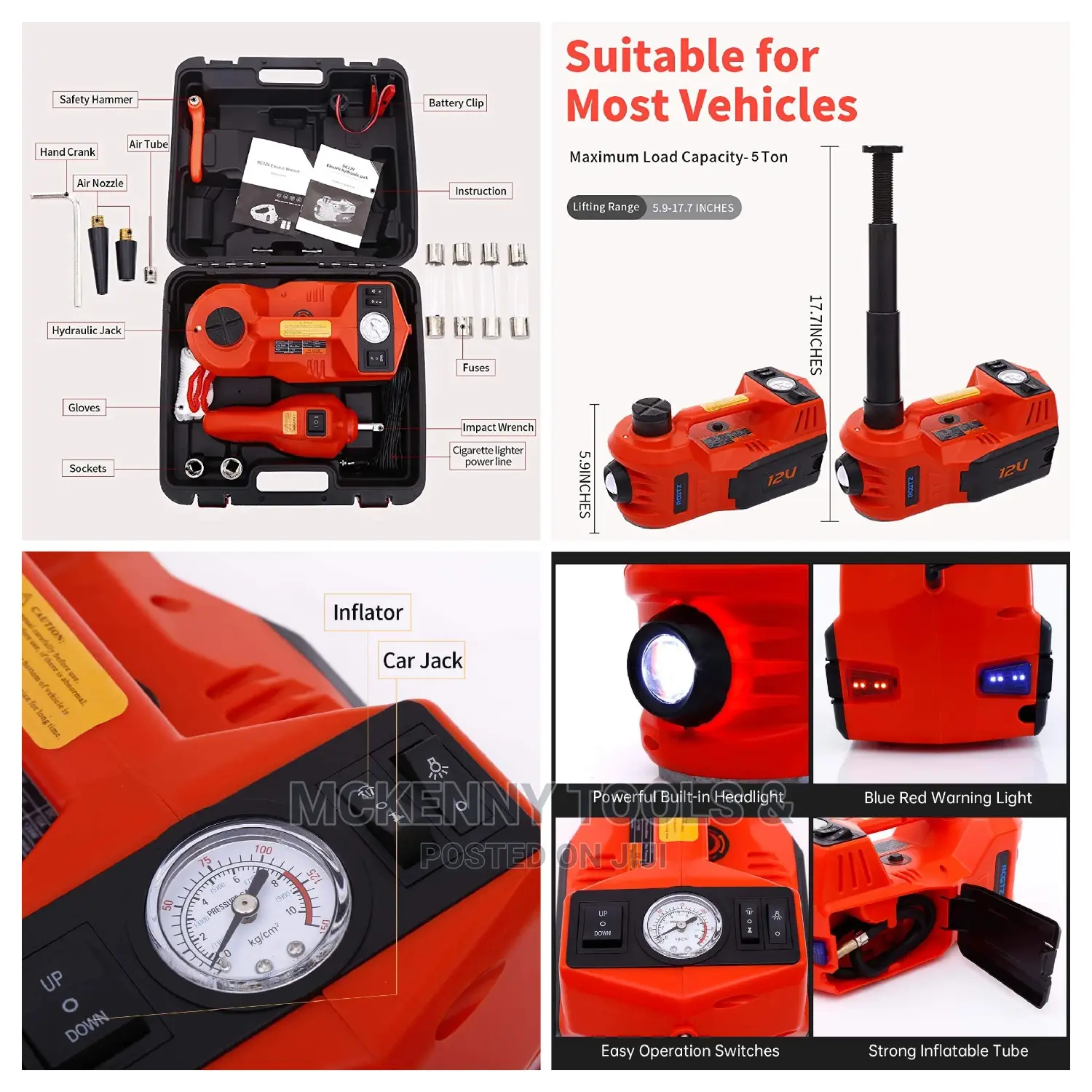 Electric Car Jack Kit 5 Ton 12v Car Jack Hydraulic X Impact