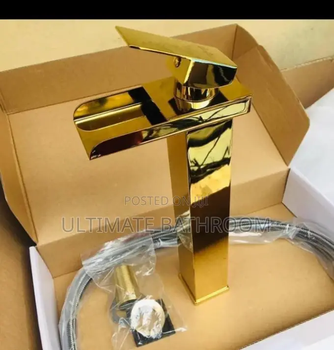 Gold Open Mouth Waterfall  Basin Mixer Tap