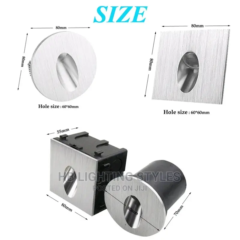 Round Square Recessed Porch Pathway Step Stair Light