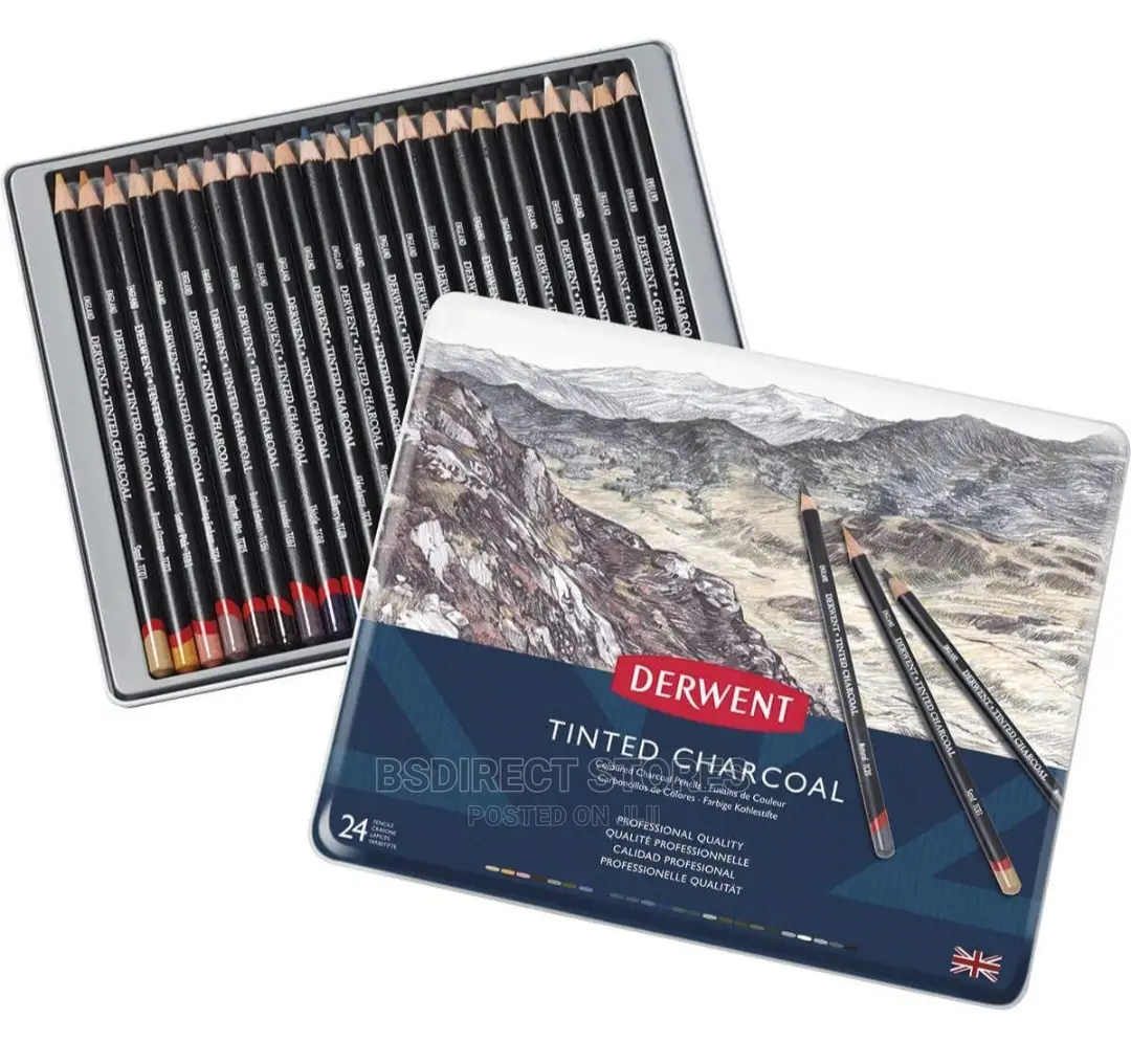 Derwent Tinted Charcoal Drawing Writing Artists Pencils 24