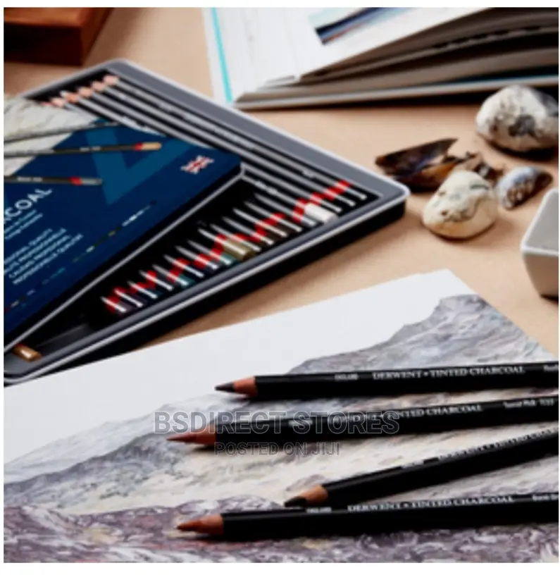 Derwent Tinted Charcoal Drawing Writing Artists Pencils 24