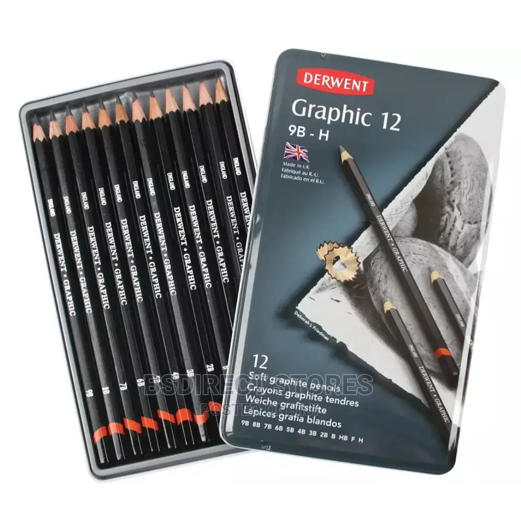 Derwent Professional 9B to H Graphic Soft Drawing Pencils 12