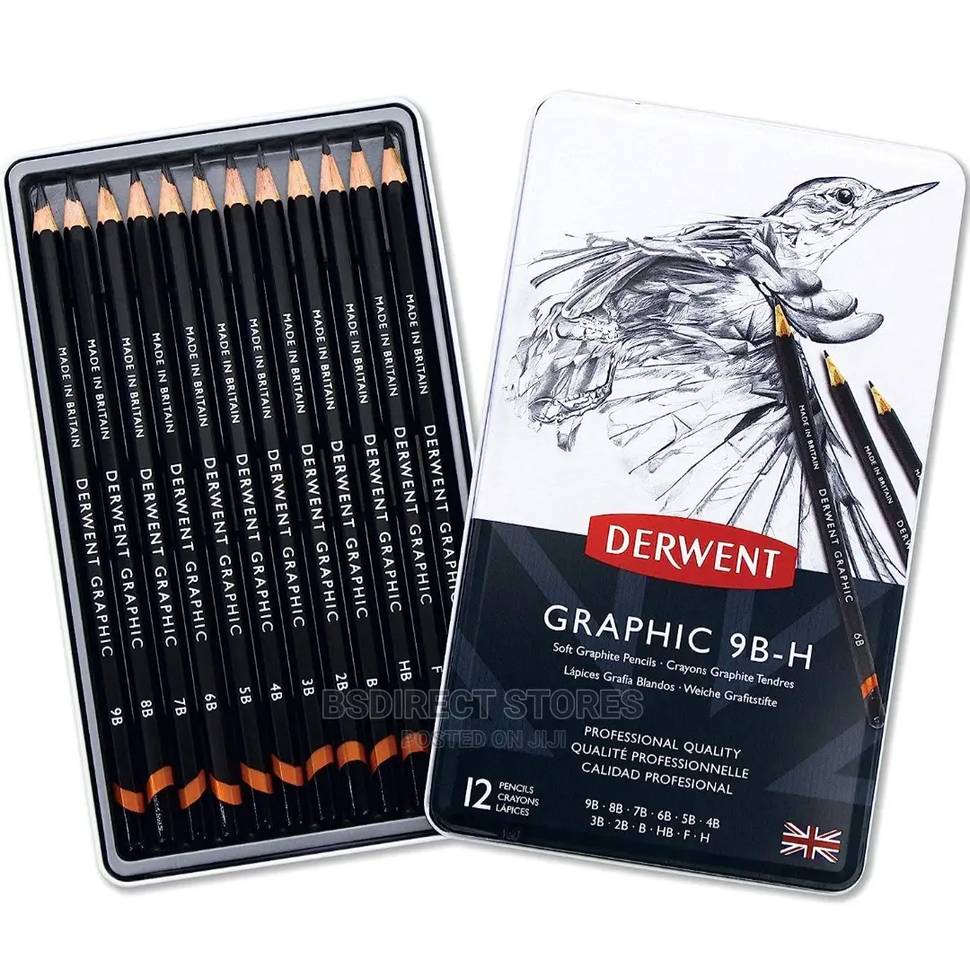 Derwent Professional 9B to H Graphic Soft Drawing Pencils 12