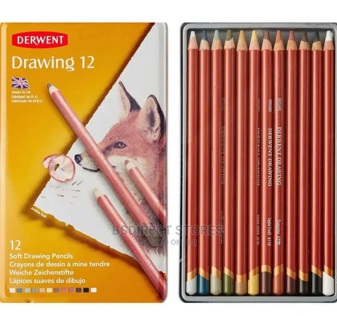 Derwent Soft Drawing Artists Pencils Rich and Earthy 12 Tin