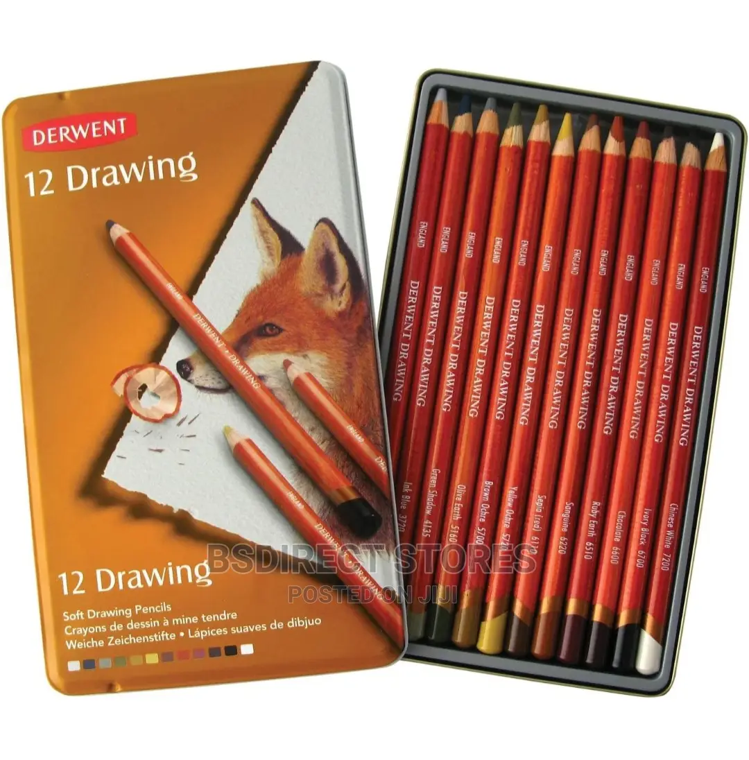 Derwent Soft Drawing Artists Pencils Rich and Earthy 12 Tin