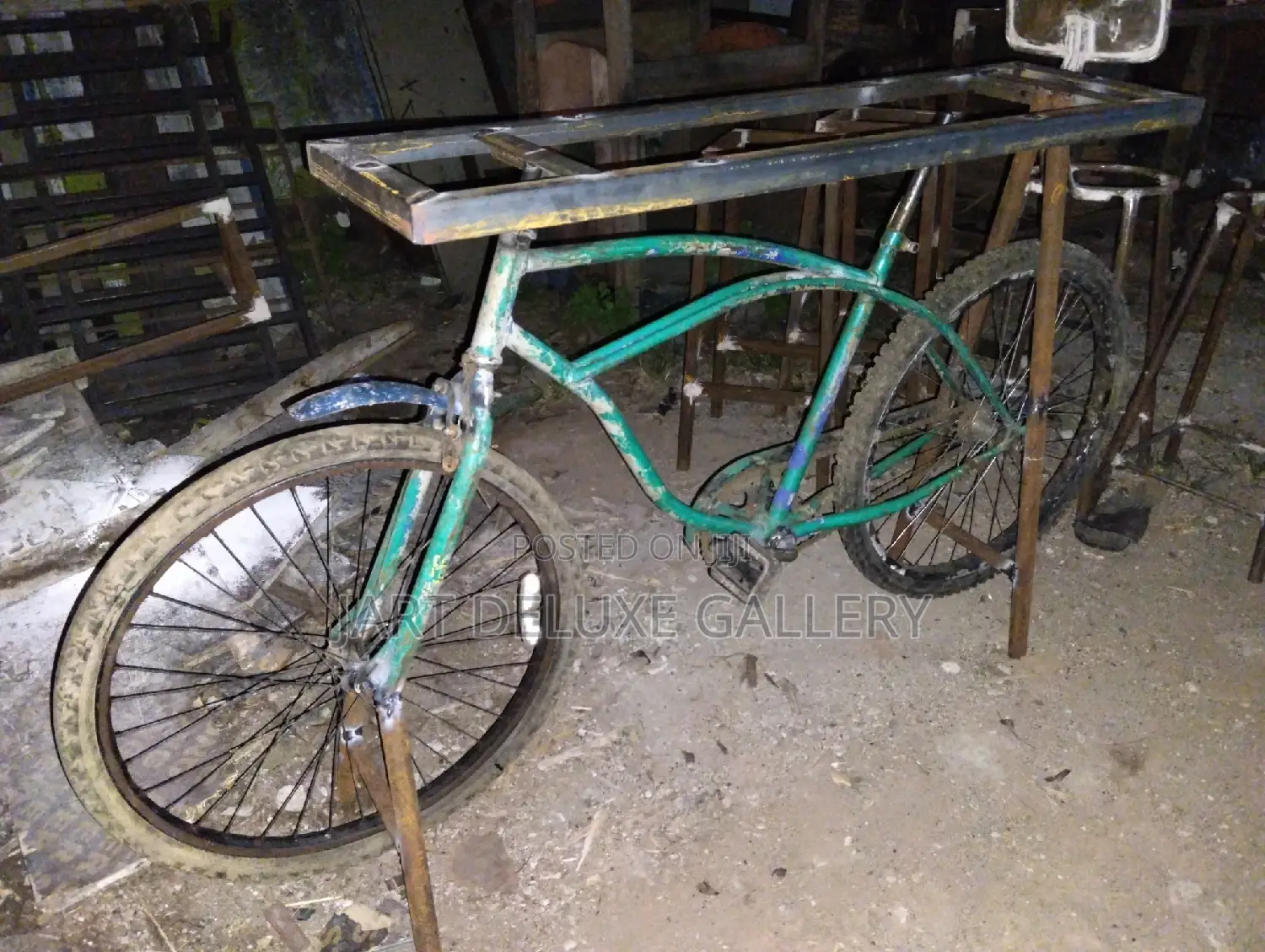 Recycled Bicycle Console Art