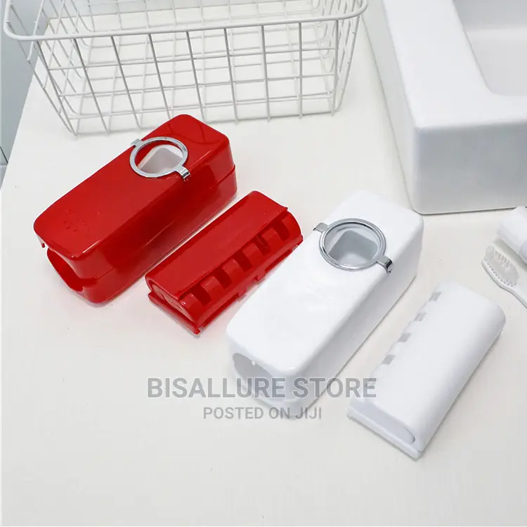 Red Toothbrush Holder And Paste Dispenser