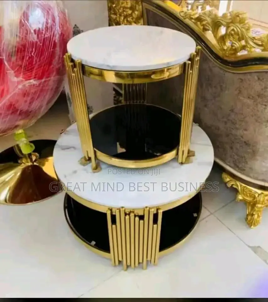 Golden Marble Center Table and Side Stool