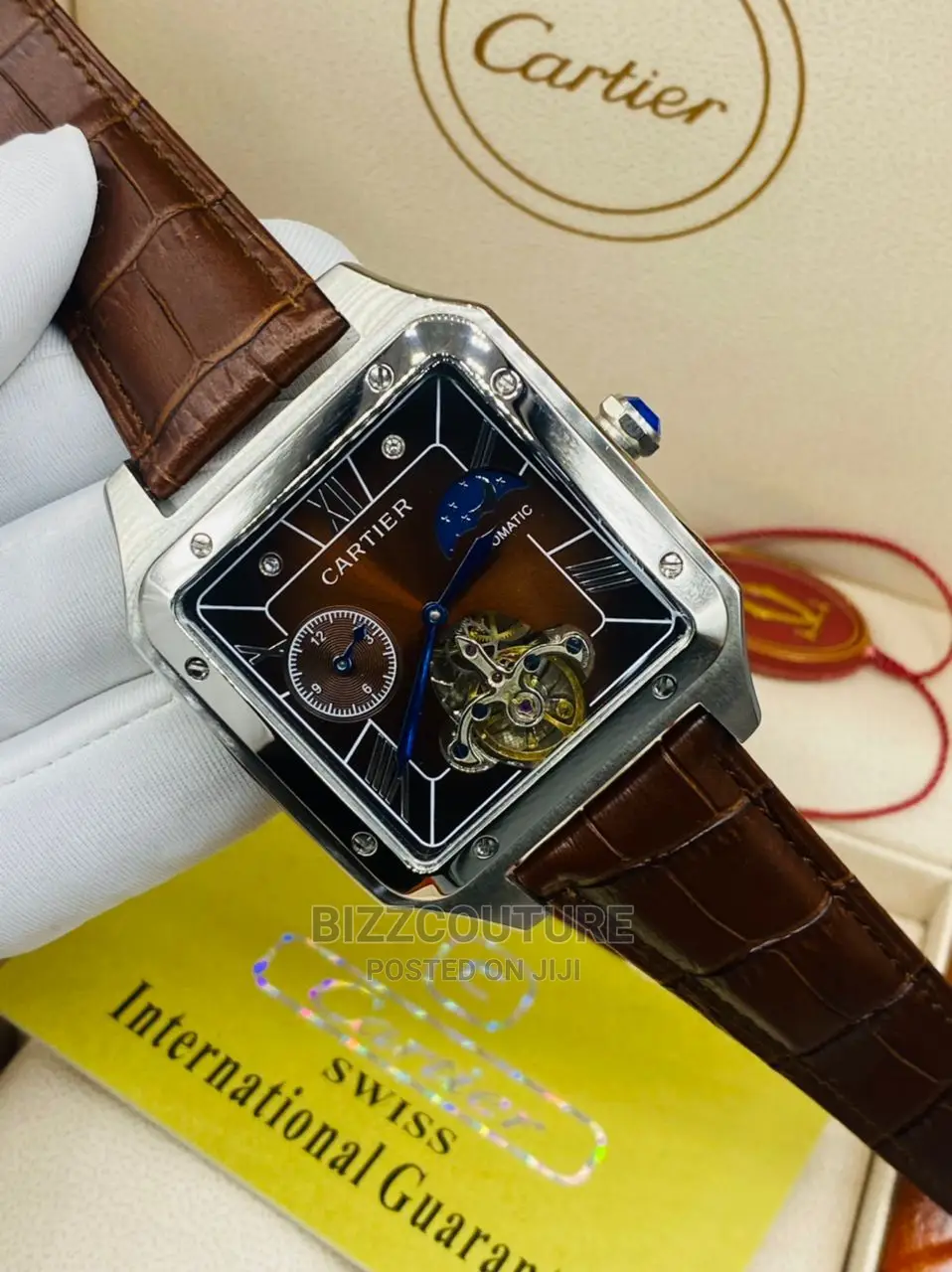 Original CARTIERS Leather Strap Watch Available in Store