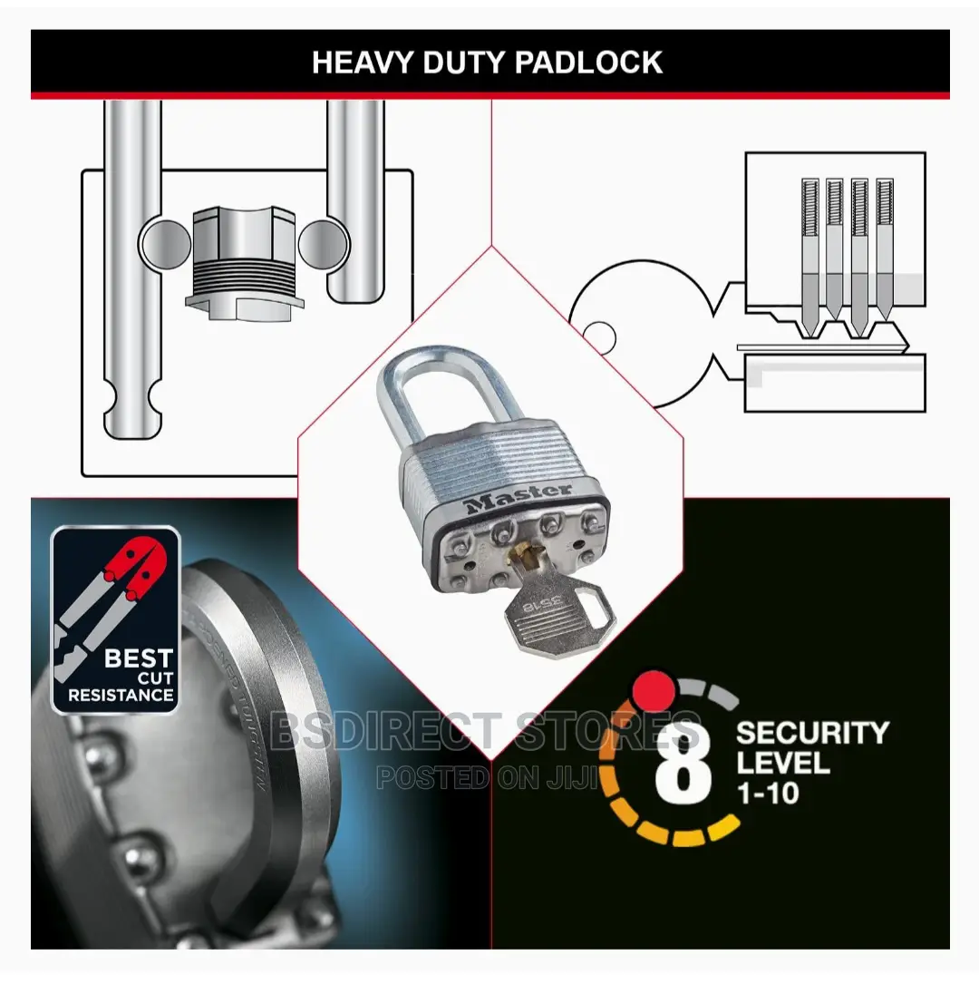 Master Lock Excell Laminated Steel 50mm Padlock-51mm Shackle