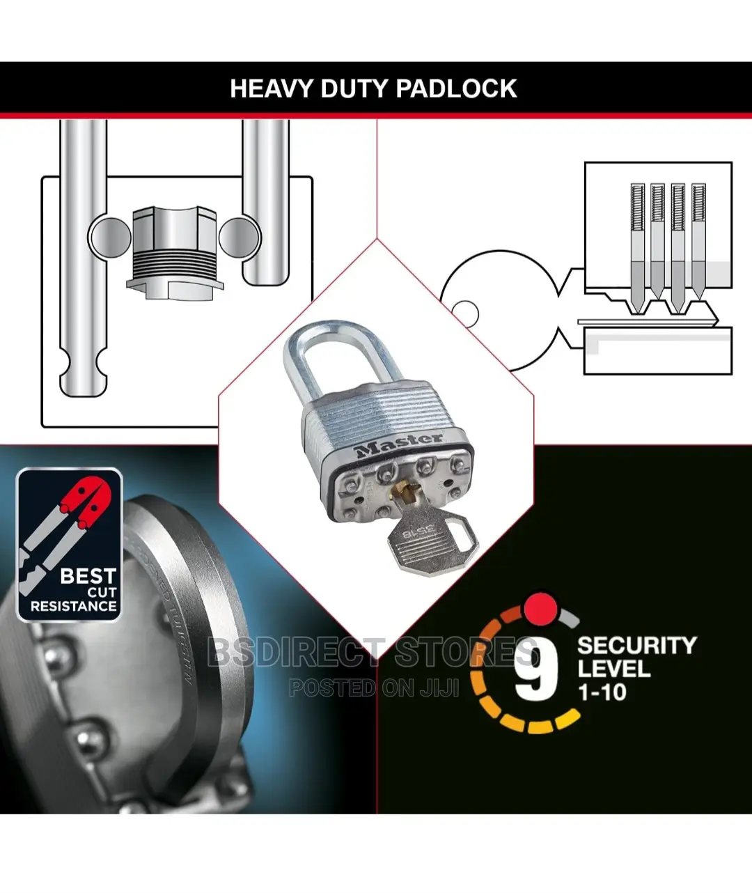 Masterlock M5EURTRILF Heavy Duty 3x Padlocks Laminated Steel