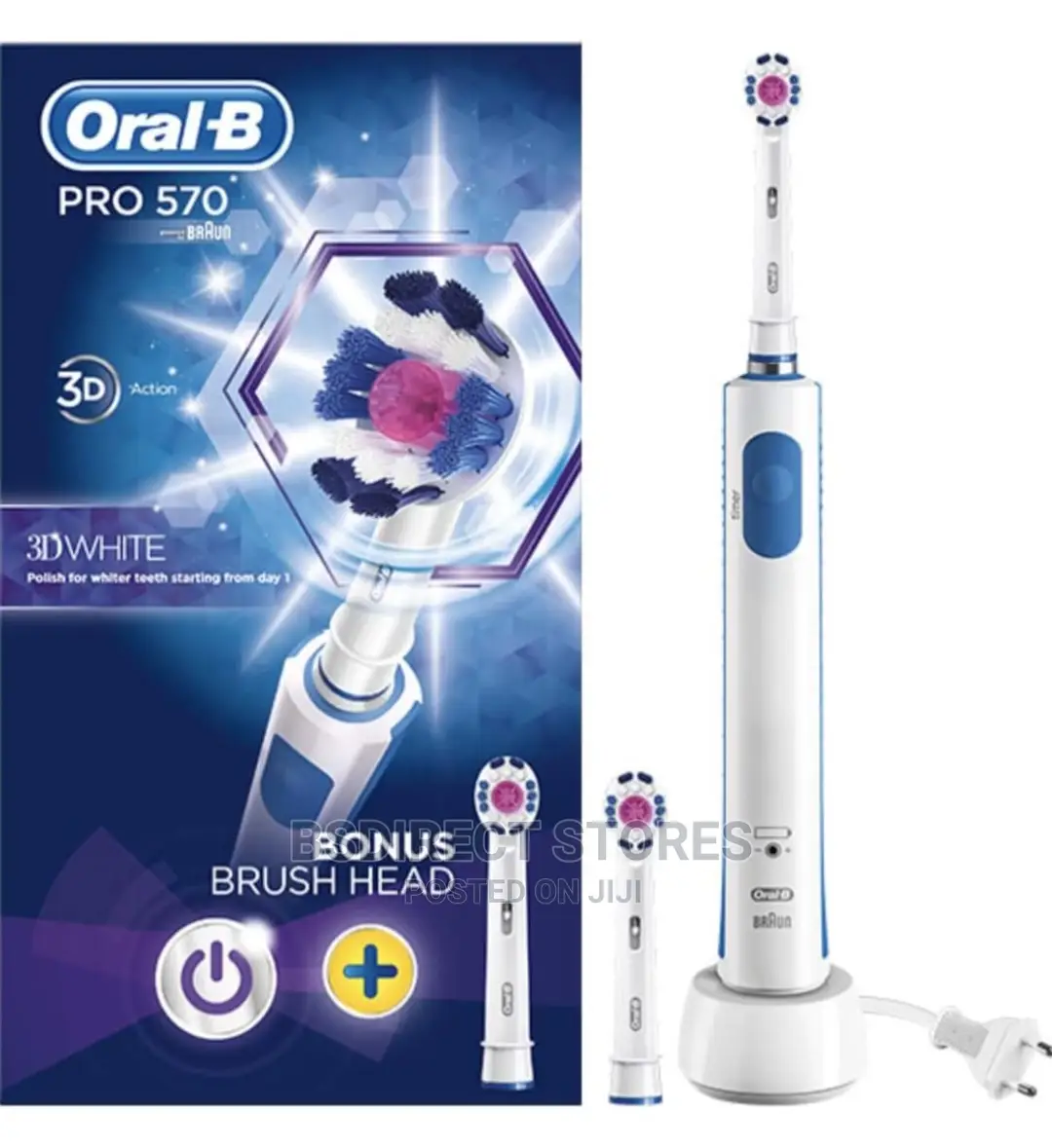 Oral B Pro 570 Electric Toothbrush 3D White With Refill Head