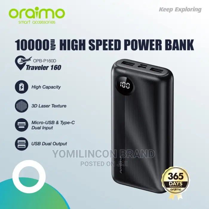 Oraimo Traveler 160 Powerbank - Black