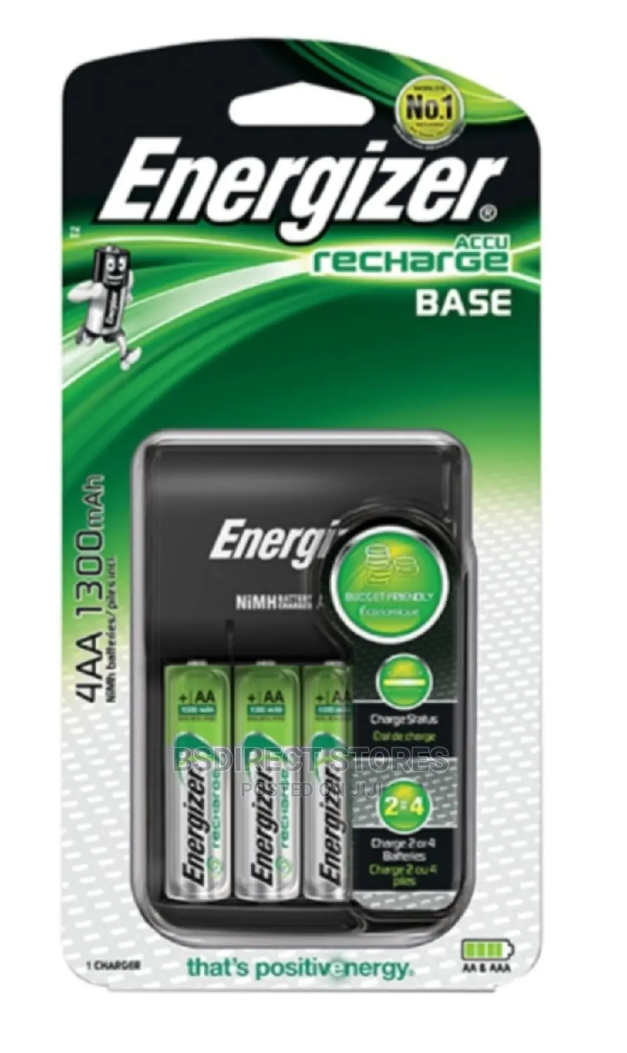 Energizer Accu Recharge Base Charger With 4 X AA Batteries