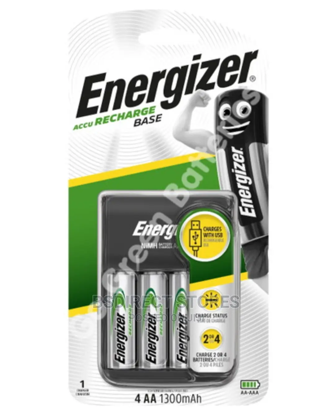 Energizer Accu Recharge Base Charger With 4 X AA Batteries