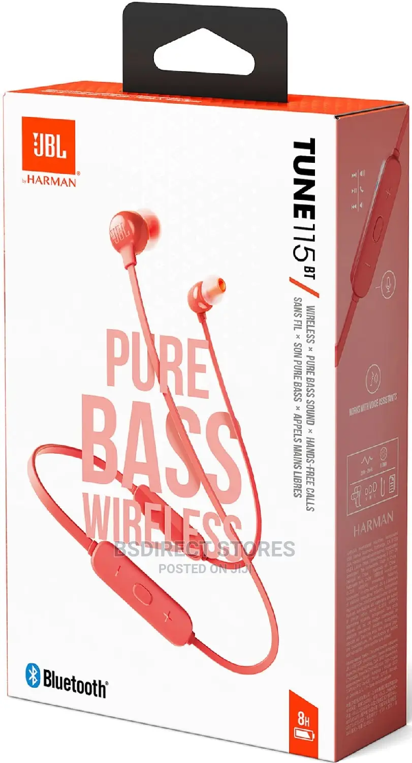 JBL Tune 115BT Coral Wireless Earphones Bluetooth Headphones