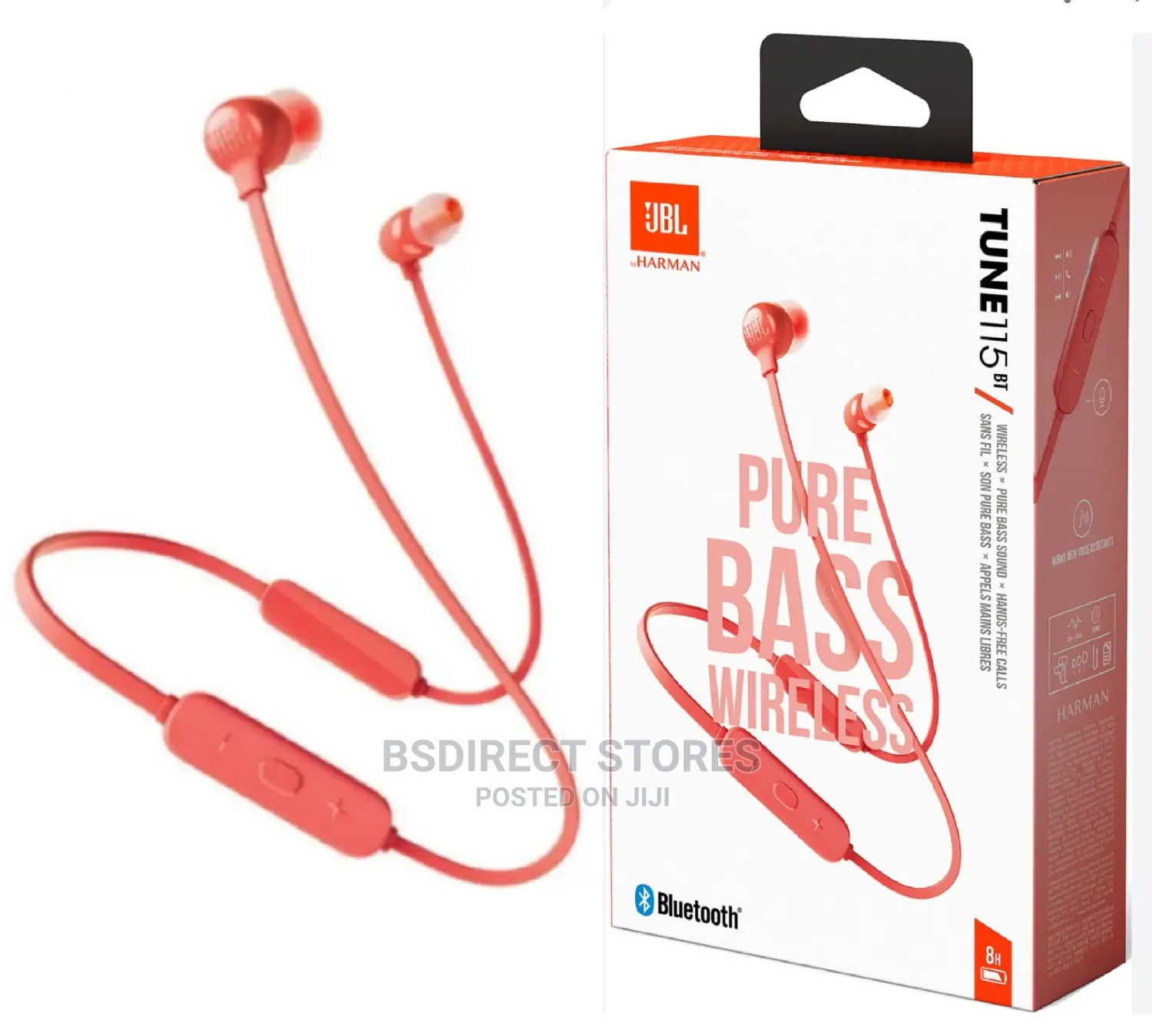 JBL Tune 115BT Coral Wireless Earphones Bluetooth Headphones