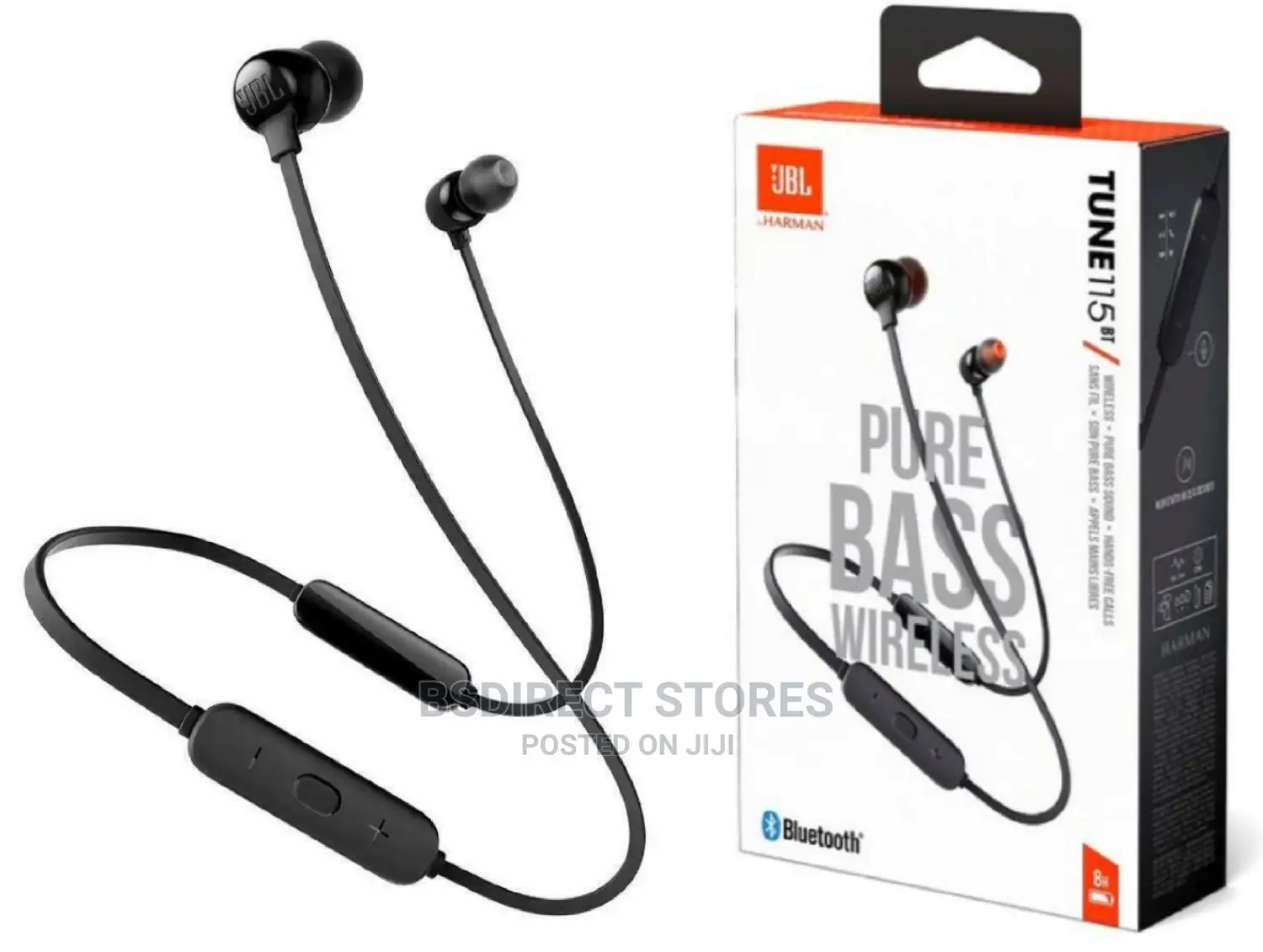 JBL Tune 115BT Black Wireless Earphones Bluetooth Headphones