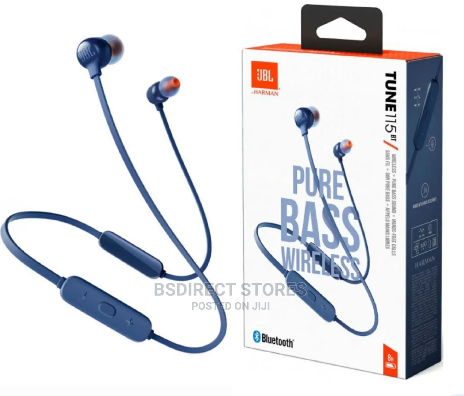 JBL Tune 115BT Blue Wireless Earphones Bluetooth Headphones