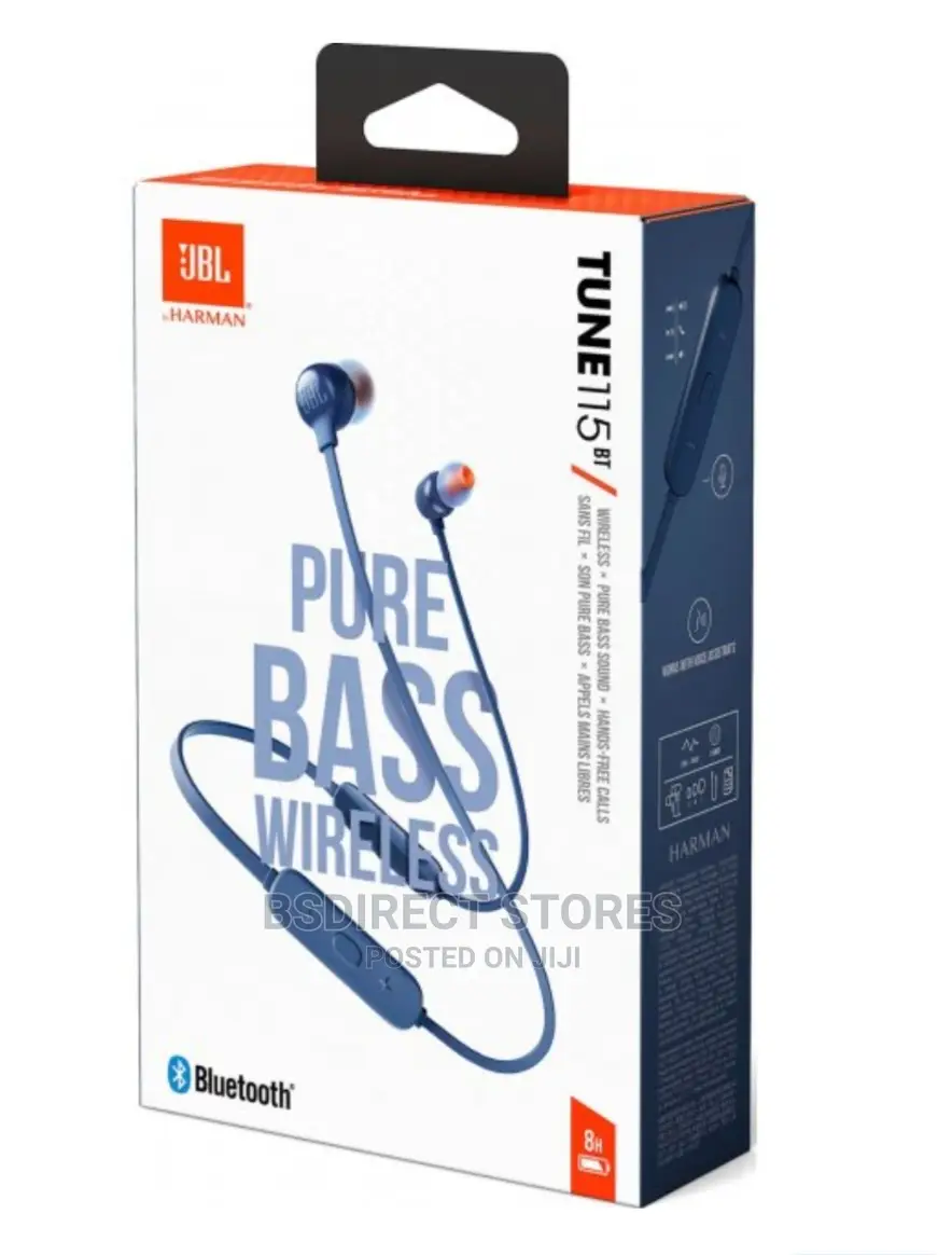 JBL Tune 115BT Blue Wireless Earphones Bluetooth Headphones