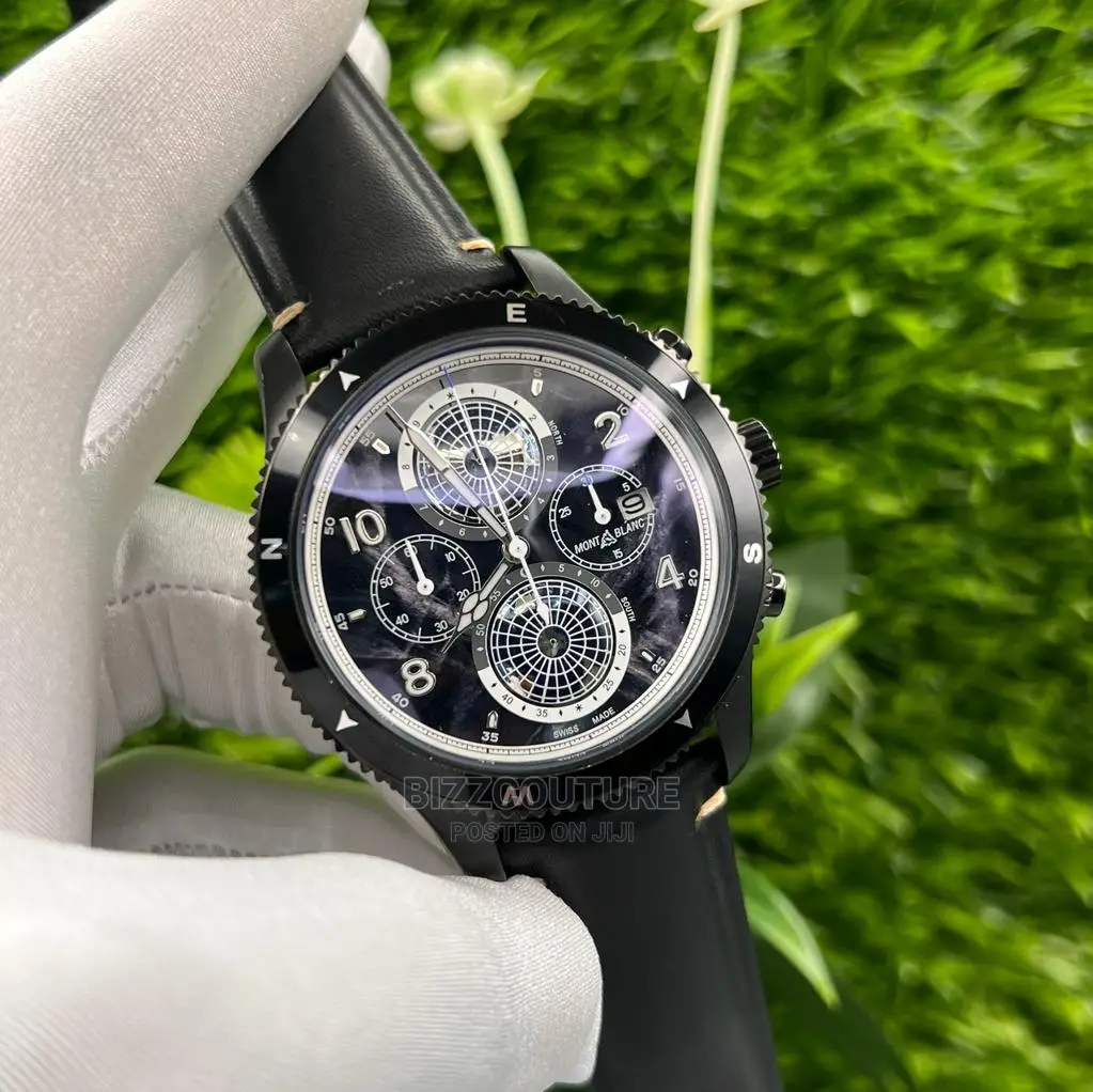 Original MONT BLANC Leather Strap Watch Available in Store