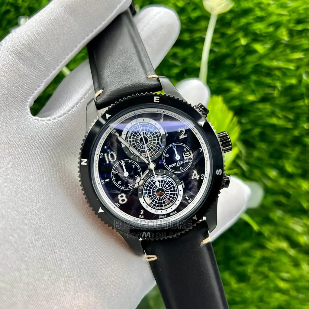 Original MONT BLANC Leather Strap Watch Available in Store